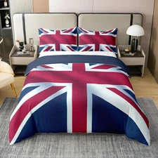 Union Jack 100% Cotton Duvet Cover Twin Size, United Kingdom Flag Comforter C...