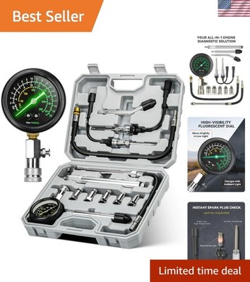 Professional Compression Tester Kit   300 PSI Fluorescent Gauge for Gas Engines