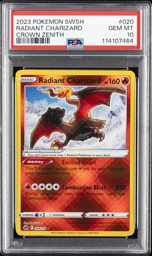 2023 POKEMON SWORD & SHIELD CROWN ZENITH #020 RADIANT CHARIZARD PSA 10