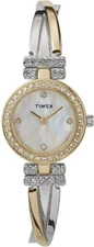 New Women's Timex Dress 25mm Two Tone Crystalized Watch TW2W62100