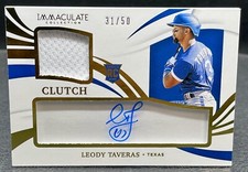 2021 Immaculate Leody Taveras Clearly Clutch Rookie Jersey Auto #31/50 Rangers
