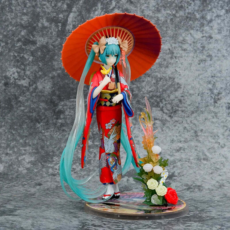 Boxed 22CM New Anime Hatsune Miku kimono Umbrella Beautiful girl series PVC Acti Falak Tayyeb
