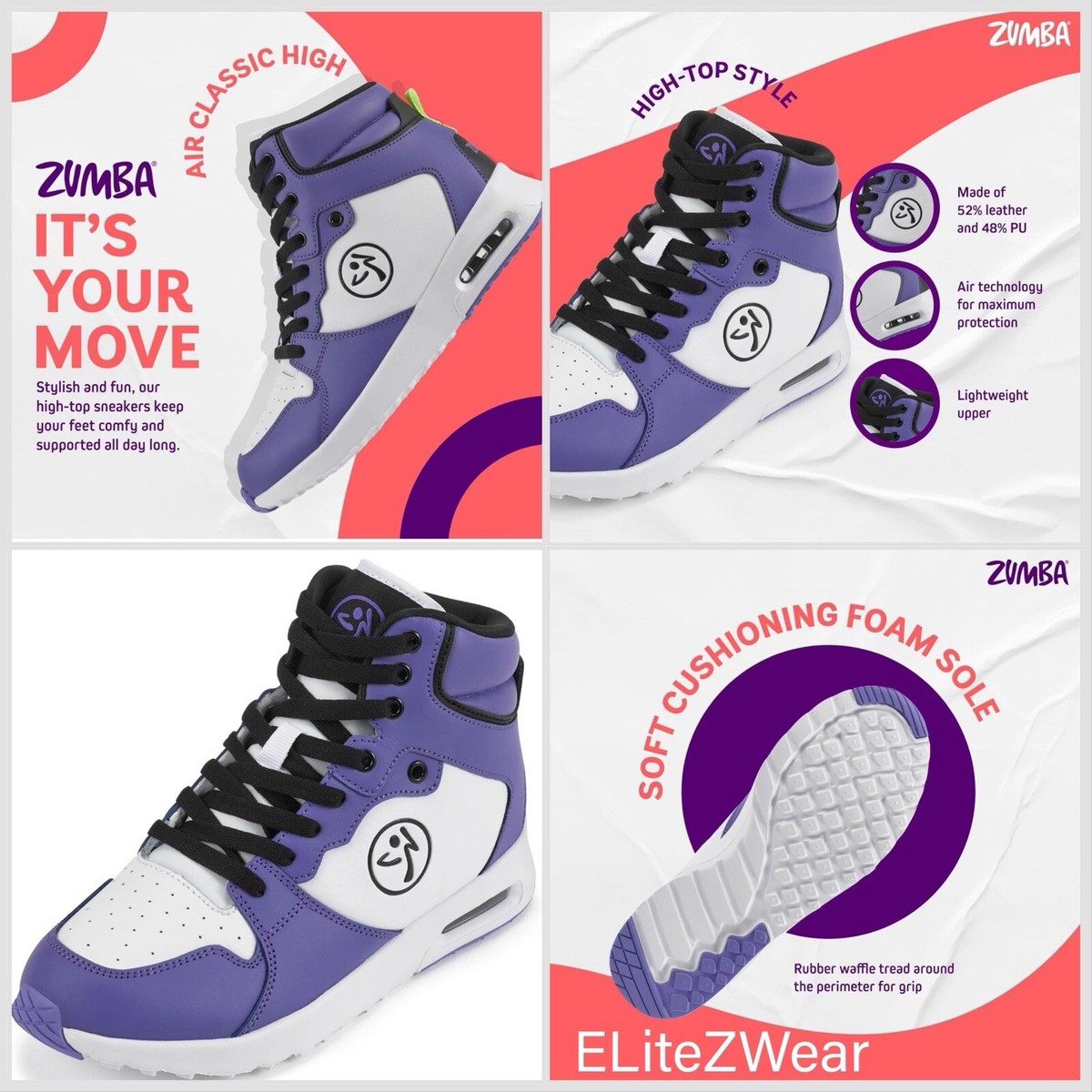 ZUMBA AIR Classic Boss High Top Shoes Trainers Sneakers Dance *Zumba's Top  Line!