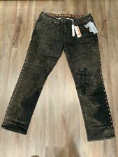 New Rock Revival Glendon Black Biker Straight Stretch Jean Men's Size 40x32