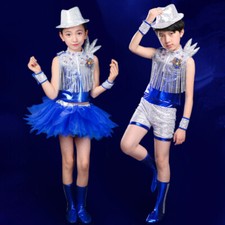 Children's Sequin Ballroom Jazz Dancewear Hip Hop Jazz Sequin Dance Clothing Set