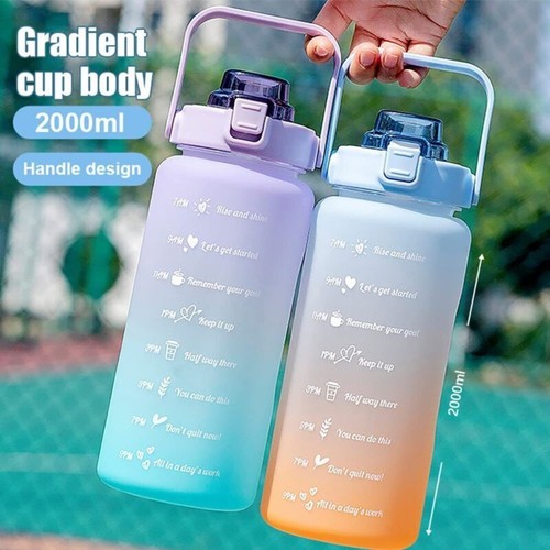Half Gallon 68 OZ Motivational Water Bottle With Straw Time Marker BPA