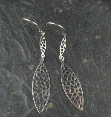 Rhodium Plated Filigree 925 Sterling Silver Earrings