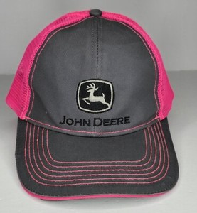 John Deere Gray With Hot Pink Mesh Women's Trucker Snapback Hat Cap 