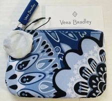 NWT Vera Bradley Lighten Up BLUE STAR MEDALLION Zip ID Case Coin Key Fob Ring