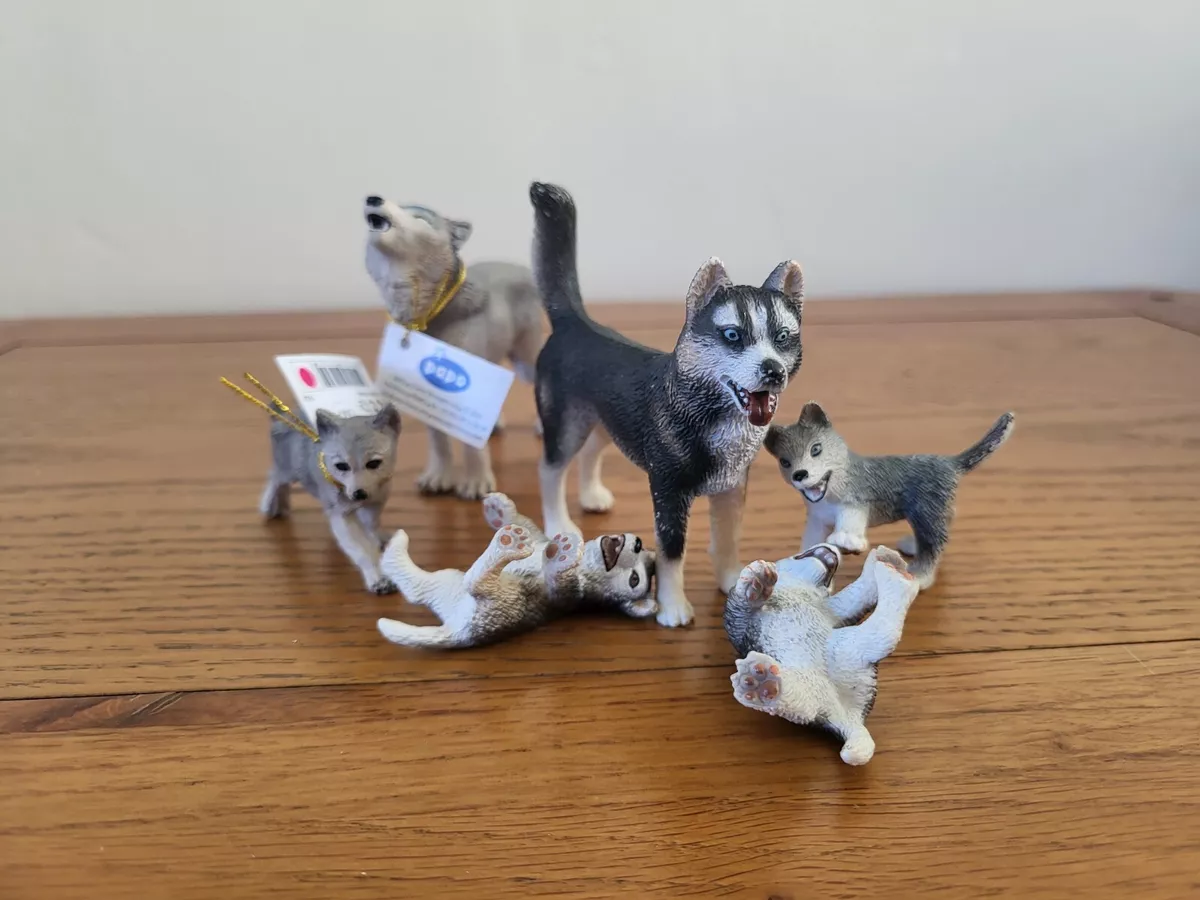 Schleich Husky Dog Family Male 16371 Puppies 16373 16374 RARE Inc Papo Wolfs
