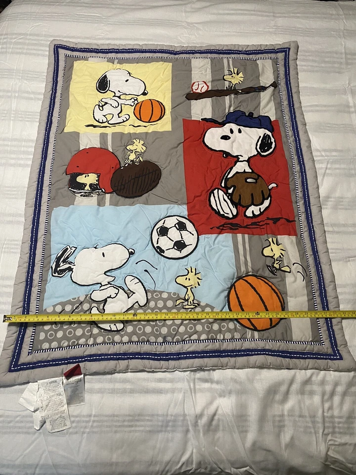 Peanuts Lambs & Ivy Snoopy Woodstock Pelotas Deportivas Cuna Edredón Manta Bebé Foto 4 de 4