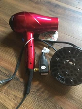 Conair Infinite Pro Red 1875 Watt Salon Styler Blow Dryer with Attachments