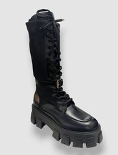 Prada Women's Black Monolith Lace-up Zip Combat Boot Shoes Size 36