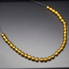 18k Solid Gold Handmade Tribal Round Sphere Spacer Beads Strand 4mm 12pc