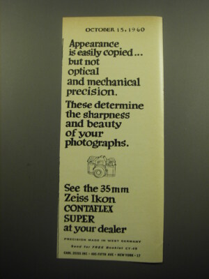 1960 Zeiss Ikon Contaflex Super Camera Ad - Appearance is easily copied