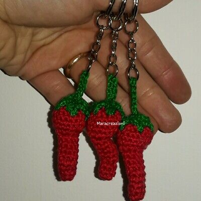 Bomboniere Laurea Uncinetto Portachiavi Peperoncino Crochet Compleanno Ebay