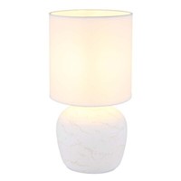 Tischleuchte Nachttischleuchte Tischlampe Keramik Textil Weiß E14 H 31,5 Cm