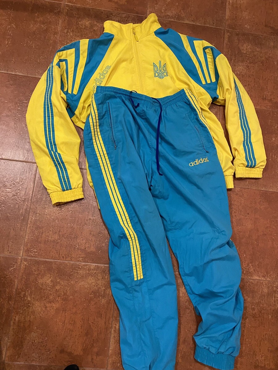 Men's vintage Very Rare Adidas Ukraine 92s sports suit Size