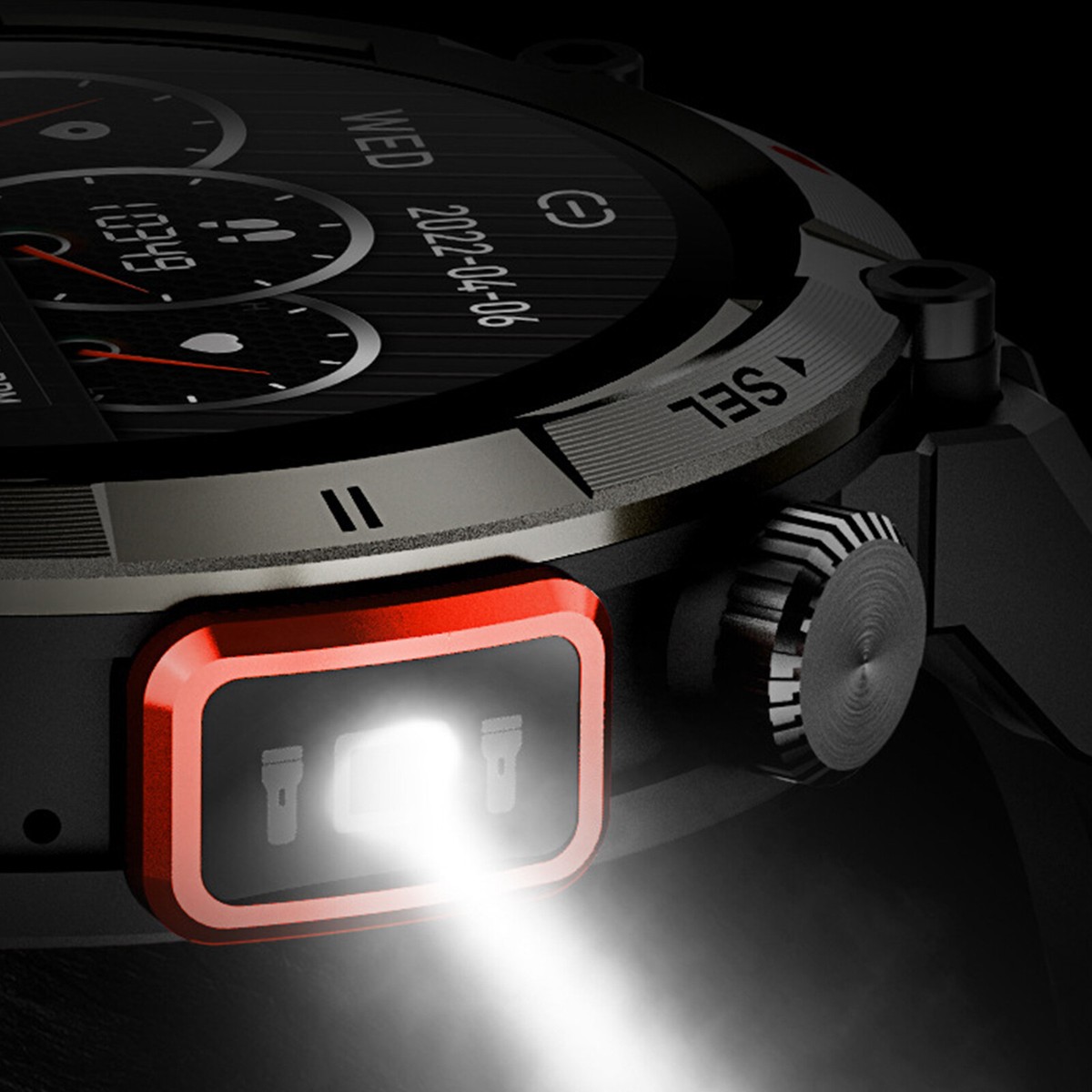 Men Smart Watch W/LED Flashlight Sport Fitness Tracker Blood