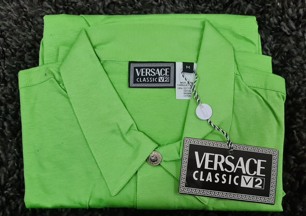$395 NEW Vintage VERSACE V2 Classic Lime Green Polo Shirt $395 NEW Vintage VERSACE V2 Classic Lime Green Polo Shirt