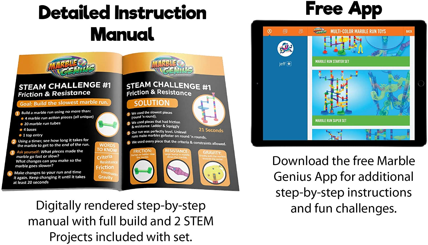 Marble Genius Glow Marble Run Extreme Set 300 Complete Pieces + Free