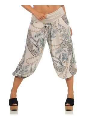 Damen Aladinhose kurz mit Print Haremshose Pumphose Capri 7186