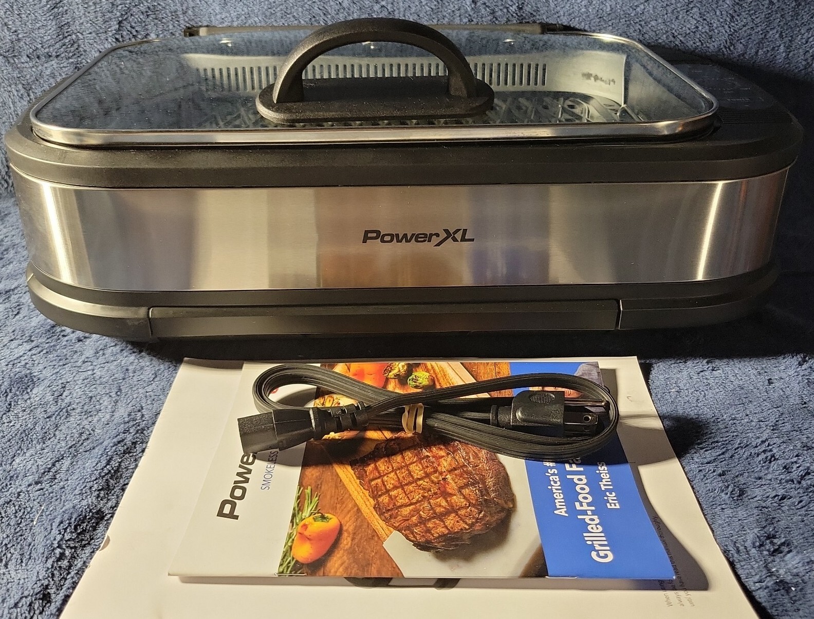 💥 PowerXL Smokeless Grill Pro Countertop Indoor Electric Grill Silver‼