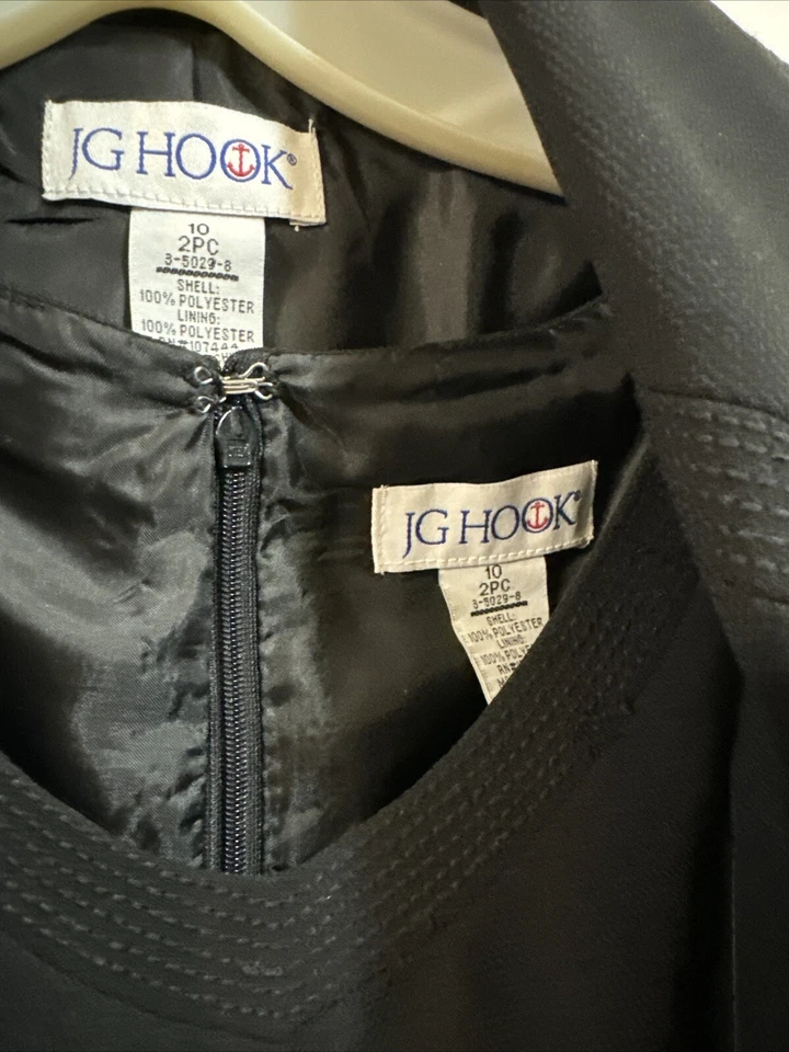 复古 JG 钩套装 2 件套黑色女式衬里夹克和紧身 10 码 — 第 3/4 张图片