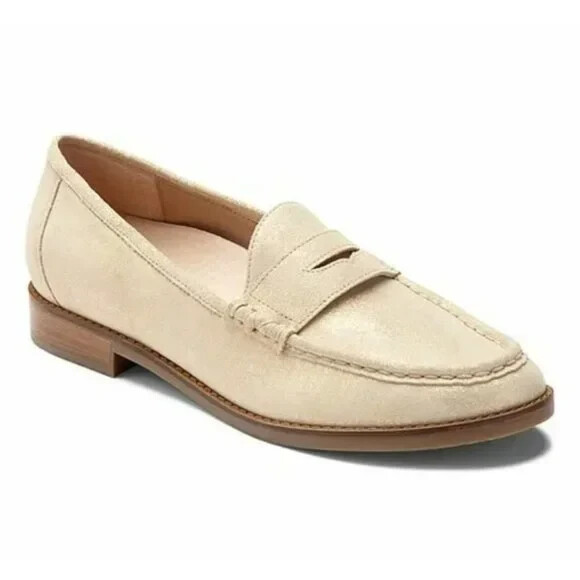 Vionic Womens Shoes Size 6.5 Waverly Loafer Metallic Gold Nubuck Suede