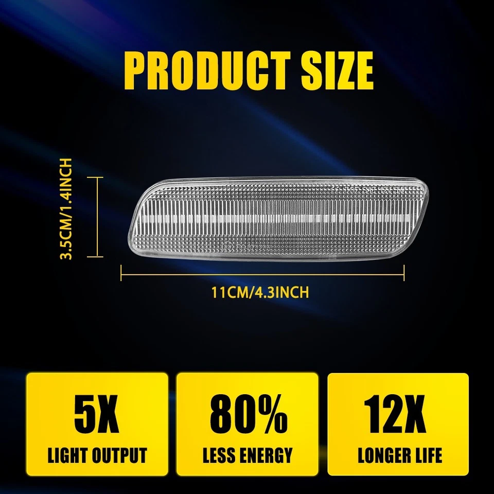 For Lexus GS300 GS430 IS300 LS400 Clear Amber LED Bumper Side Marker Lights M - Image 2 of 4