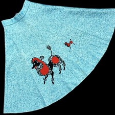 Vintage Blue Poodle Skirt Circa 1950 s, Estate Retro, Dog, Wool Antique