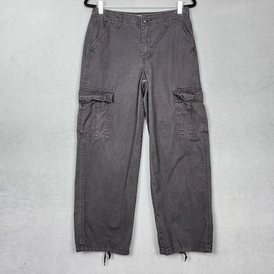 Levis 94 Baggy Cargo Pants Womens 28x30 Black Denim Straight Leg Drawstring Hem