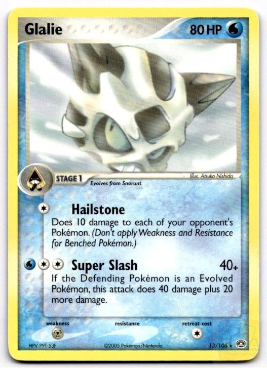 Glalie 13/106 Rare Emerald Pokemon Moderately Played
