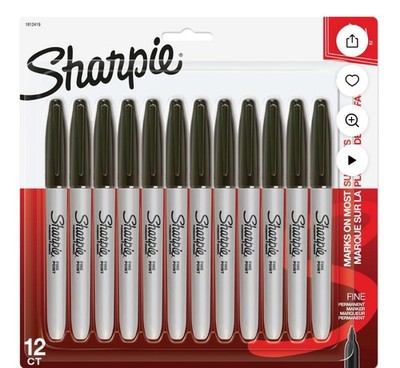 Permanent Markers Fine Point Black 12 Count Pack(Damaged box)