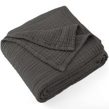 100 Cotton Muslin Throw Blanket 108" X 90" King Size  4-Layers Summer Gauze T...