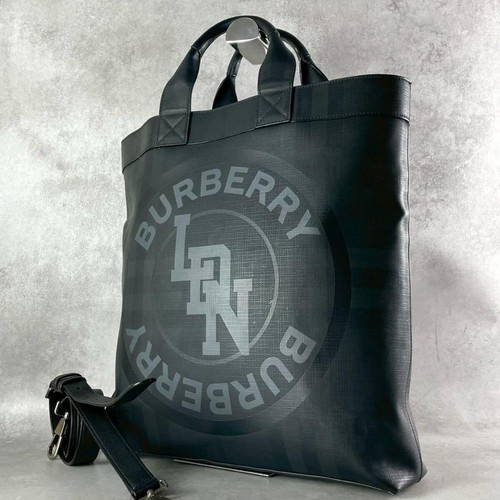 Burberry London Men’s 2-Way PVC Business Tote Bag Shoulder Briefcase Authentic