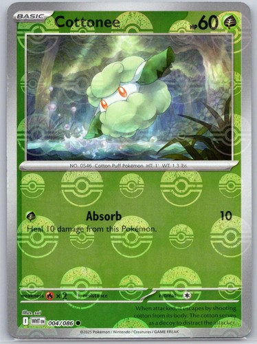 POKEMON WHITE FLARE COTTONEE (POKE BALL PATTERN) 004/086 COMMON HOLO NM