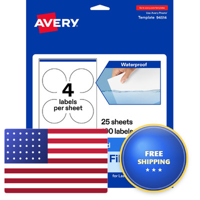 Avery Printable Durable White Round Labels Sure Feed Technology 3.5 Diameter