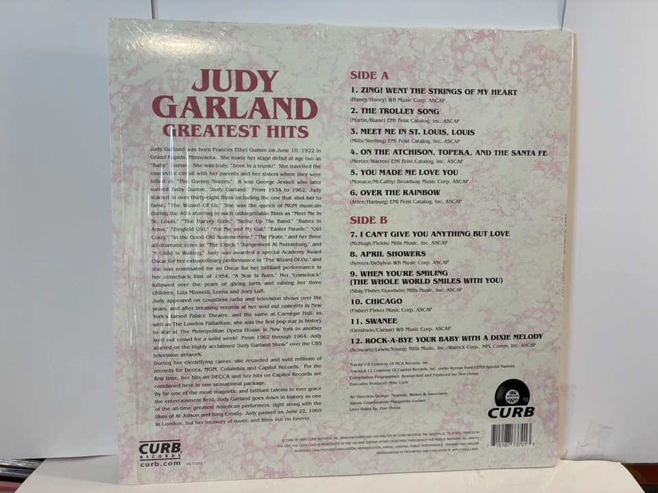 JUDY GARLAND ALL TIME GREATEST HITS VINYL LIMITED PINK LP! OVER THE RAINBOW Foto 2 de 2