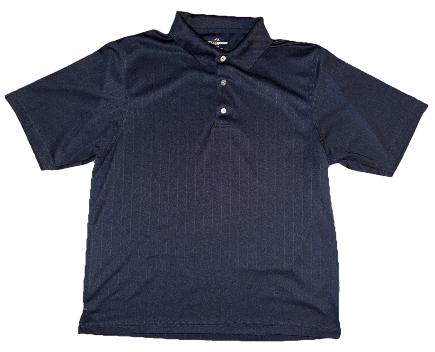 Grand Slam Performance Golf Polo Shirt Mens Large L Navy Blue Pinstripe Stretch