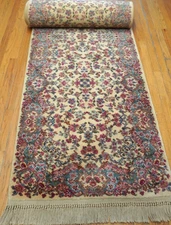 Authentic Karastan 2'10" x15' Ivory Kirman # 700-788 Wool Pile Rug Excellent