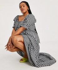 Asos Smocked Maxi Dress Size 26 (4X) Gingham Tiered Cottagecore Summer Sundress