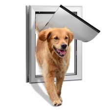 Aluminum Pet Large Dog Door Doggy Magnetic Flap Locking Screen Wall Gate US