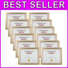 Bulk 8.5x11 Gold Frames for Awards, Set of 12
