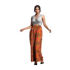African wax print high-waisted wide pants with elastic waist