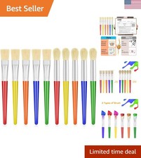 10-Piece Kids Paint Brushes Set - Colorful Round  Flat Styles for Young Artists