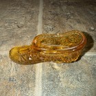 Vintage LG Wright Amber Glass Victorian Shoe Slipper Daisy & Button 3.5 # G — photo 1