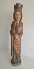 Antica originale scultura una santa (Caterina ?) in legno policromo del XIX Sec.