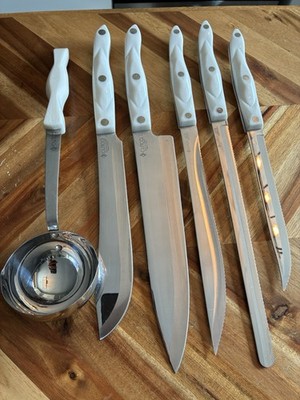 Cutco collection Of 6 Vintage Pearl White Or Ivory Handle Knives Ladle No Chips