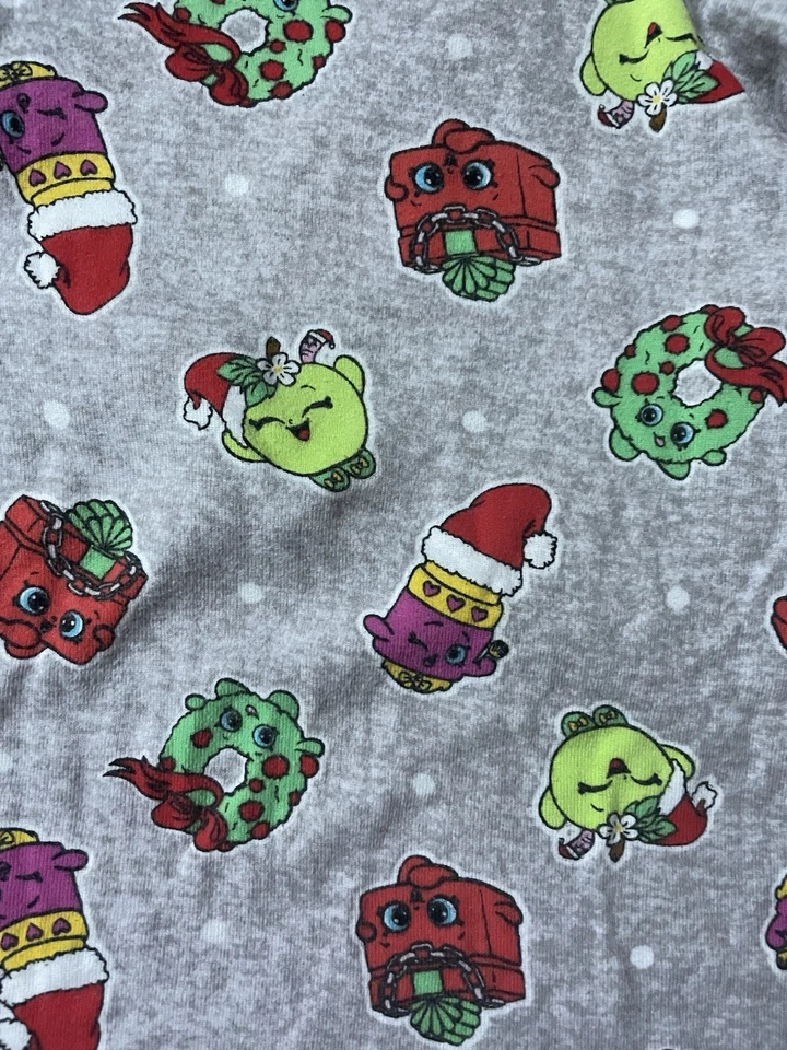 Shopkins 睡衣套装女孩 10 PJ 圣诞节灰色红色 — 第 4/4 张图片
